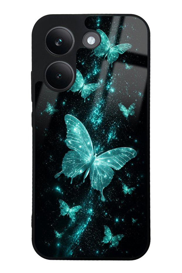 Xiaomi Poco X8 Pro Turquoise Galaxy Butterfly Design Glossy Phone Case