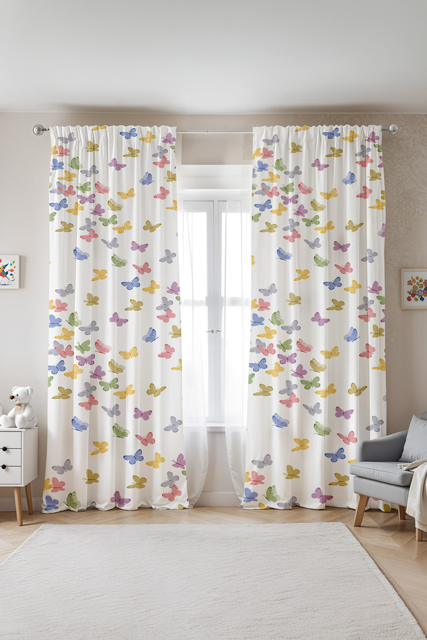 Spring Colorful Patterned Children's Baby Room Background Curtain (Single Wing Pricing)