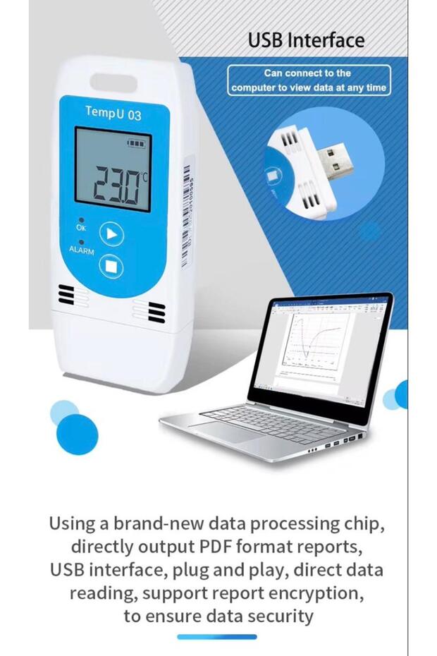 Temperature Humidity Data Logger Recorder Tempu03 USB Reusable Multiple Use - 3