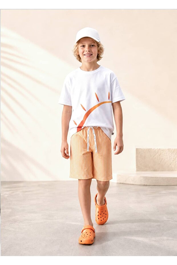 طقم تي شيرت وشورت للأولاد من Organic Orange Summer Basic