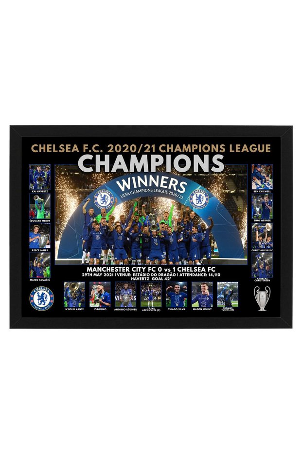 Chelsea FC 2020/21 Champions League Winners Sports Print - A3 Football Poster Memorabilia Wall Art Decor, Perfect Gift for Chelsea Fans