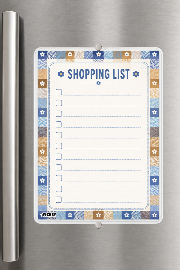 Shopping List - A5 - Magnetic - Pvc - Refrigerator Note Holder & Desktop - Summer Erase - Planner