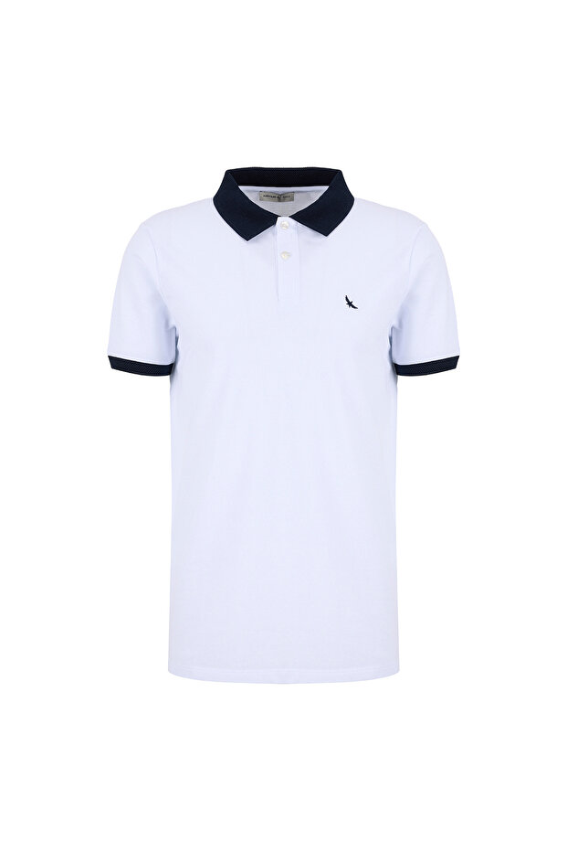 White Men's Slim Fit Logo Printed Polo T-Shirt Ace091262941