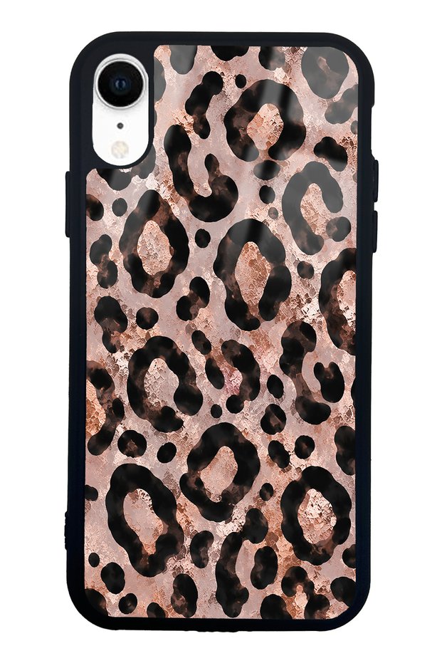 iPhone Xr Rose Gold Leopard Design Glossy Phone Case