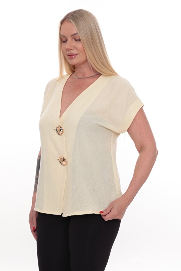 V-Neck Buttoned Detailed Vest - 2