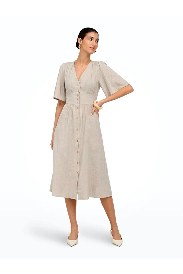 OnlTizana 2/4 Midi Dress WVN NOOS Kadın Elbise Gri (15373535) - 5