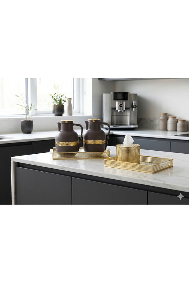 Luxury Serving Set Includes Tea & Coffee Tray, Serving Trays, and Tissue Box with Elegant and Modern Design