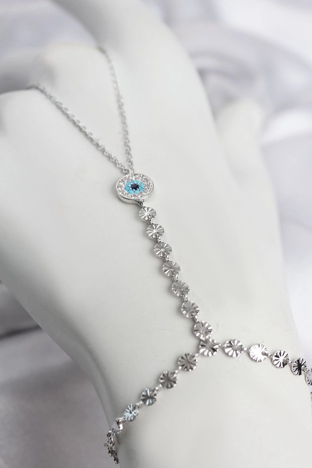 Silver Color Brass Zircon Stone Evil Eye Model Shahmeran