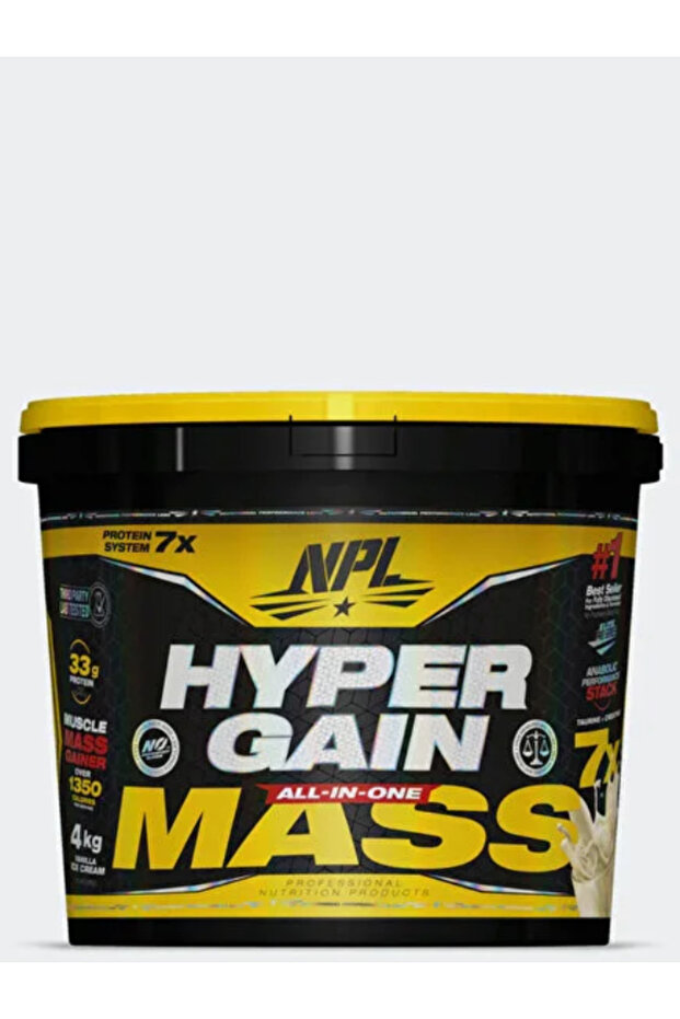 Hyper Gain Mass 4kg - Vanilla Ice Cream - 33g Protein Weight Gainer and Muscle relaxer