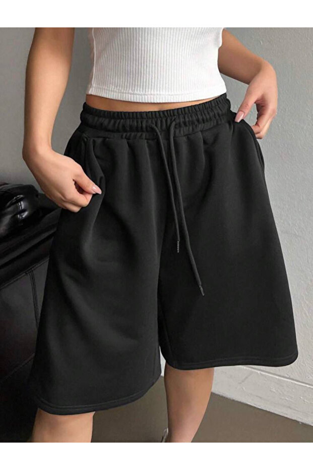 Μαύρο Elas Basic Unisex Φαρδύ Σορτς - 4