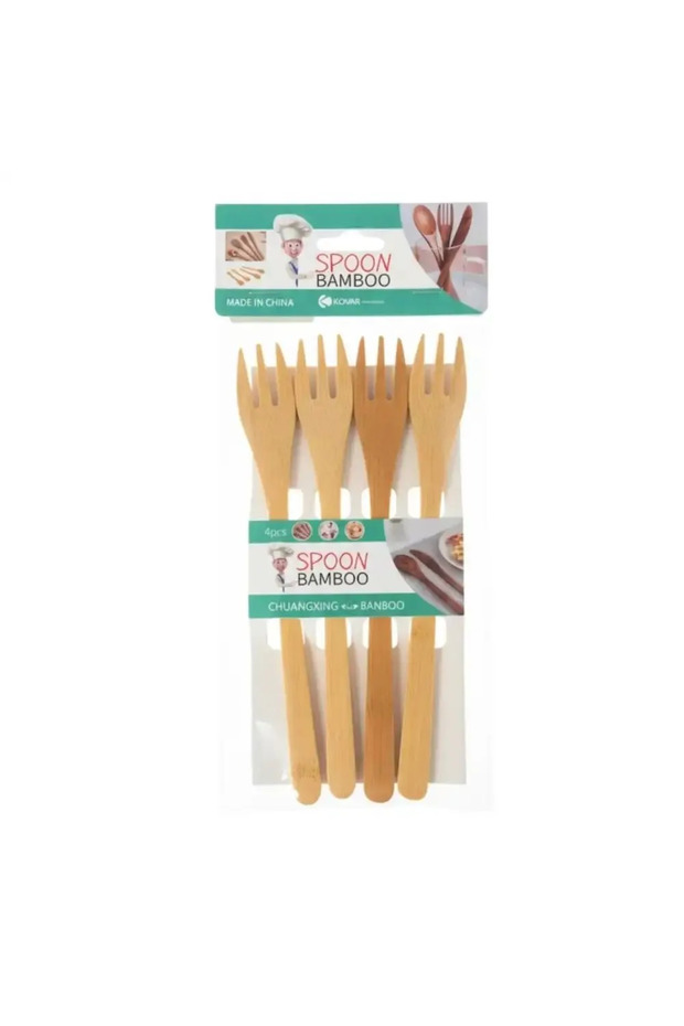 Eco Friendly And Biodegradable Disposable Natural Bamboo Wood Fork- 4pcs