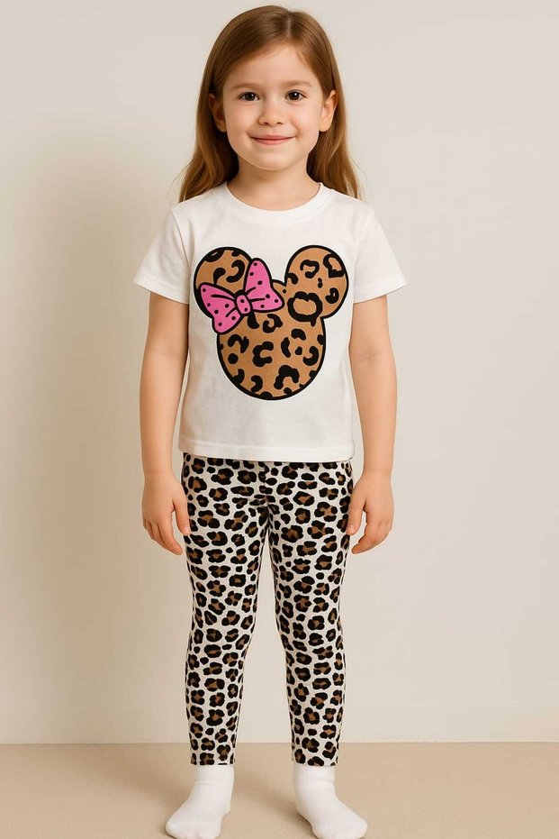 Girls' Cotton Summer T-Shirt and Report Card Leggings Set 2-10 Years