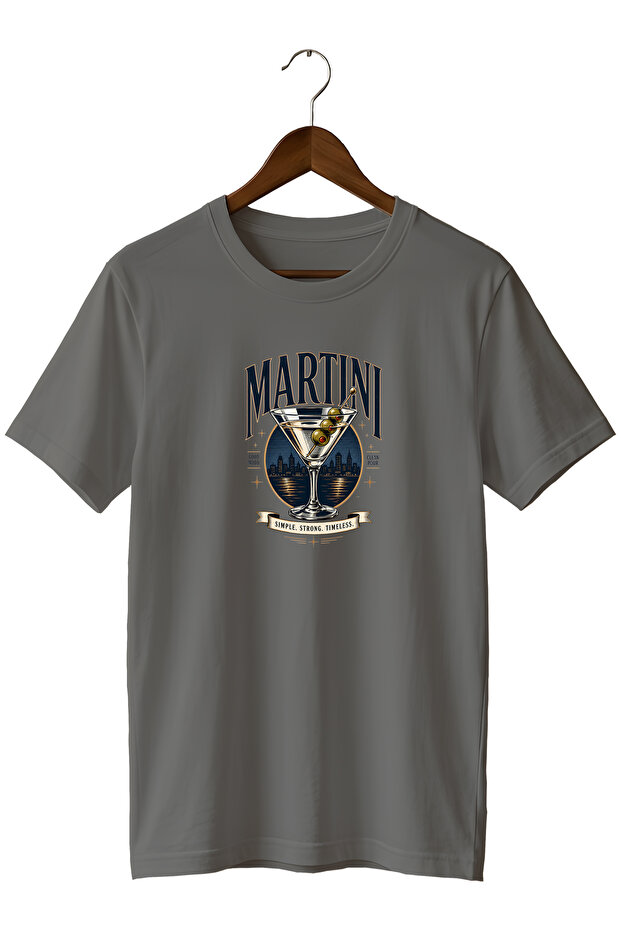 Martini Cocktail Unisex Cocktail Printed Regular Fit Crew Neck T-Shirt