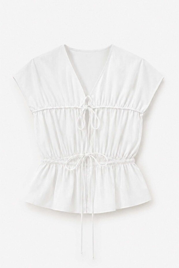 Gipeli Tie-Back Blouse White
