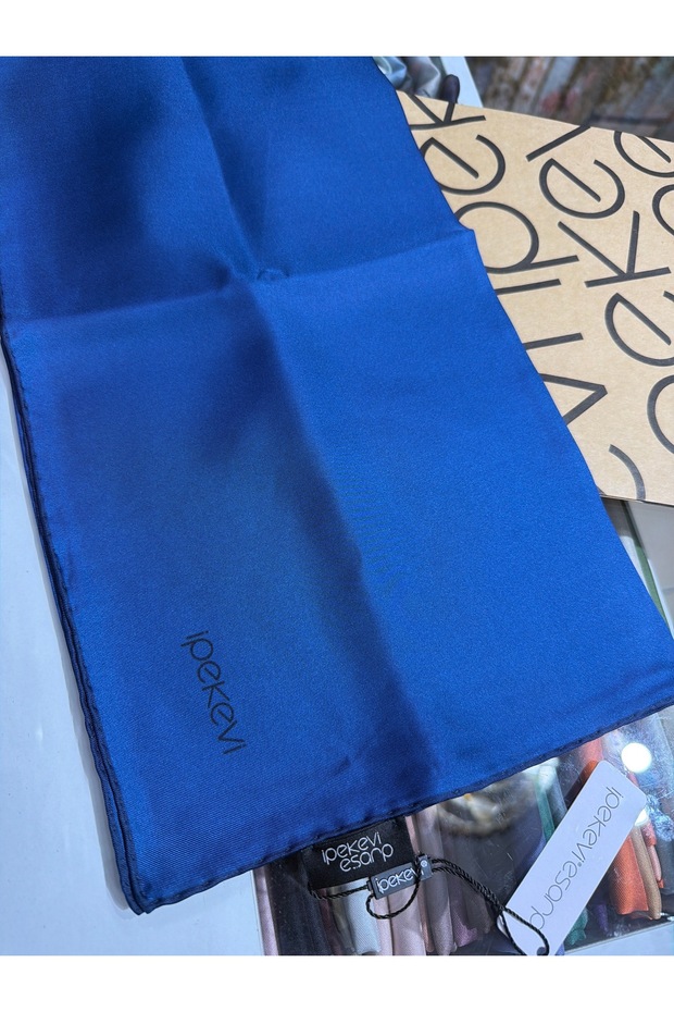 Plain Twill Silk Scarf Saks Blue 01116