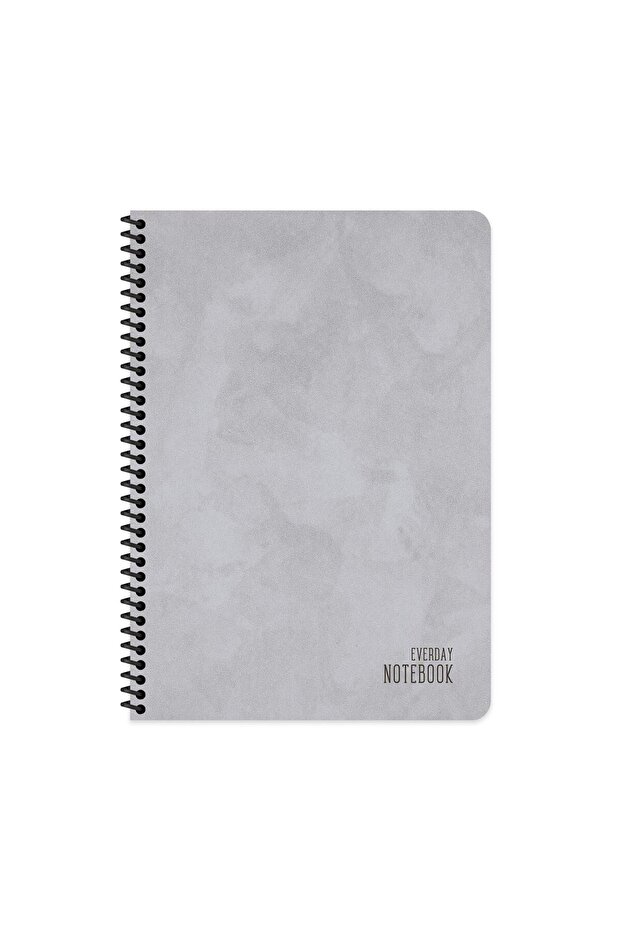 Sharp A4 Checkered Cardboard Cover Spiral Alfa Notebook - Gray