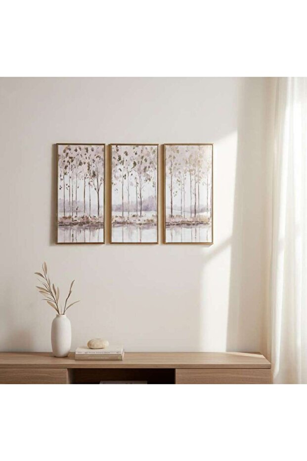 Sylvaris 3-piece Printed Canvas Wall Art 30x60cm - Brown & Gold