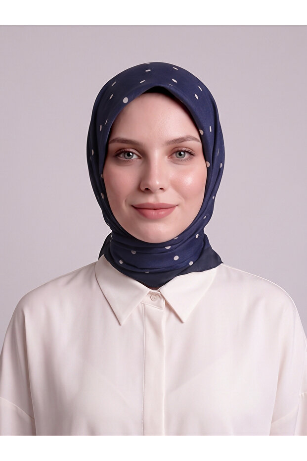 وشاح منقوش من جانب واحد - أزرق داكن