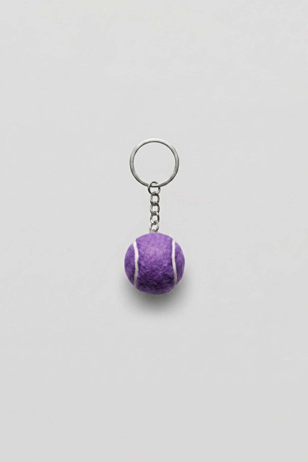 Unisex Tennis Ball Keychain Purple
