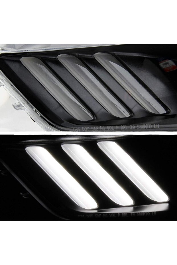 2015 2016 2017 Ford Mustang [HID/Xenon] DRL LED Tube Projector Black Headlight (Mustang front lights)