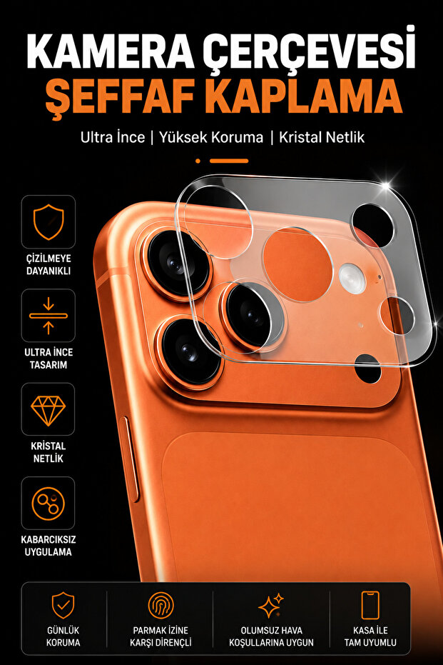 iPhone 17 Pro Max Compatible Camera Lens Frame Protector Transparent Full Coverage Anti-Scratch Camera Protection Film