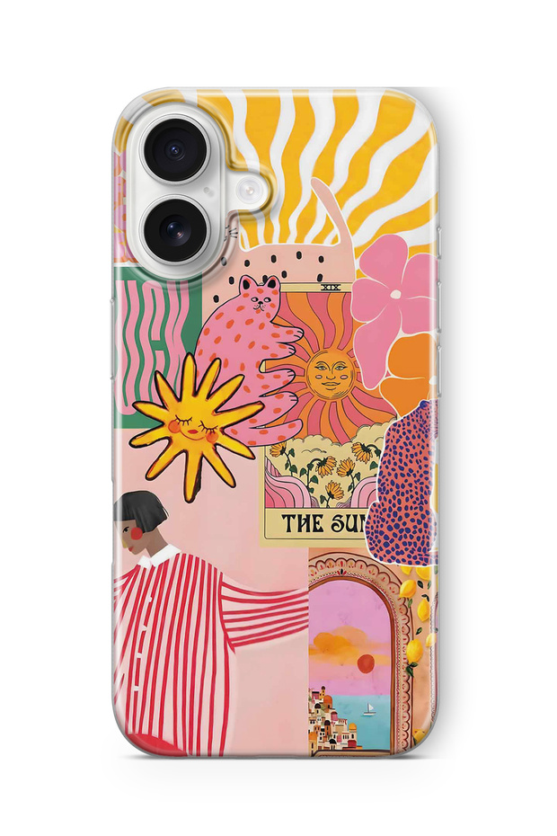 iPhone 17 Compatible Abstract Art Collage Pattern Transparent Phone Case