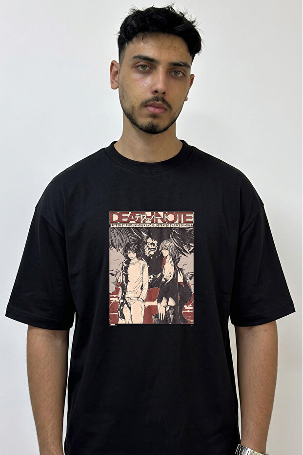 Death Note_6 Design Printed Oversize Black T-Shirt