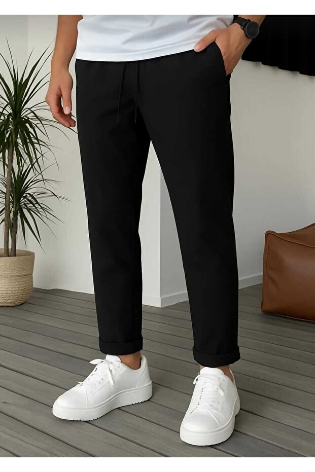 Men's Slim Fit Comfortable Cut Jogger Pants with Tie Waist and Side Pockets