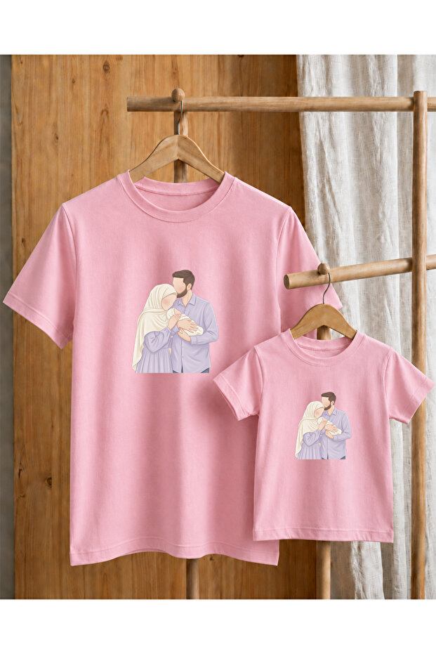 Parent-Child Combination T-Shirt Oversize 100% Cotton Single T-Shirt (for Combination, 2 or 3 Pieces Must Be Ordered)