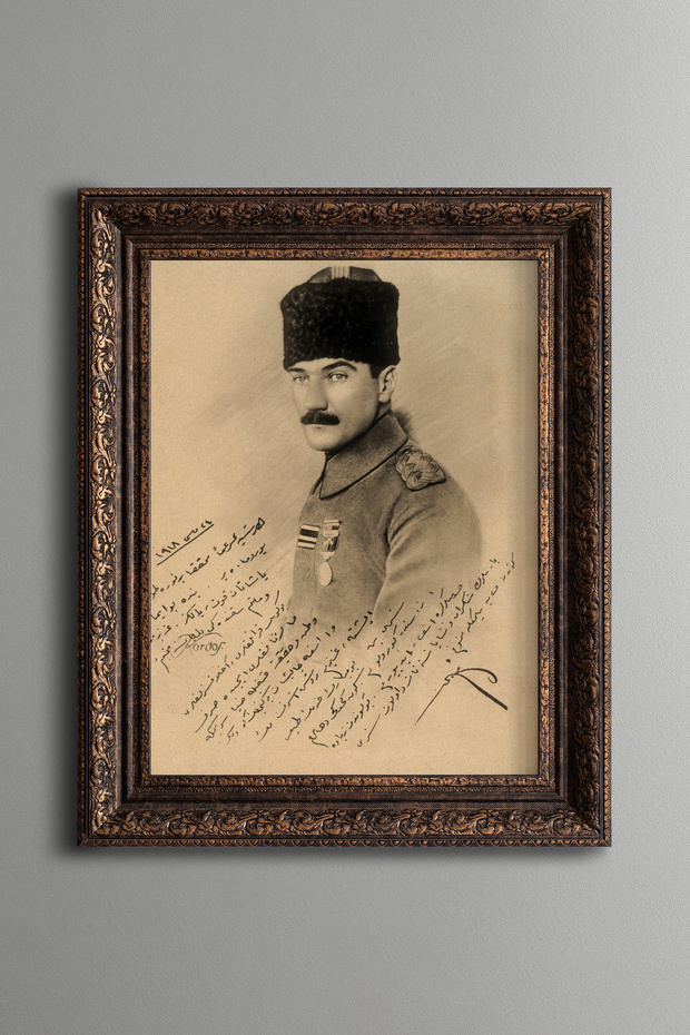 Mustafa Kemal Atatürk - Vintage Patterned Painting - Thick Model