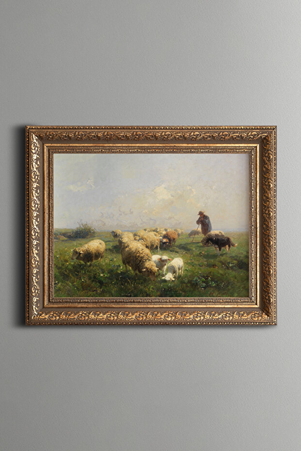لوحة زهور الأغنام - لوحة بنمط عتيق - نموذج سميك