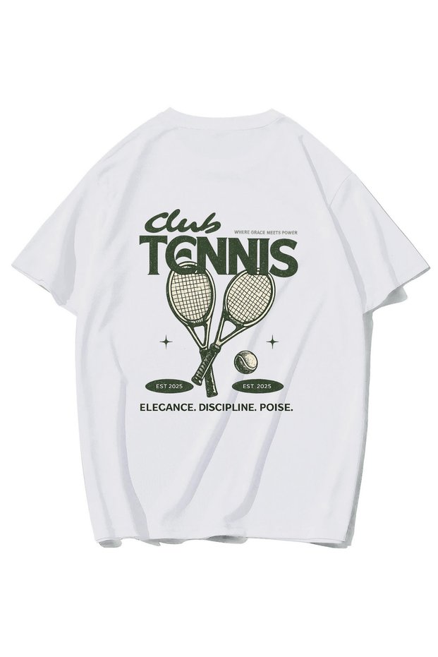 Unisex Oversize Tennis Club T-Shirt (White)