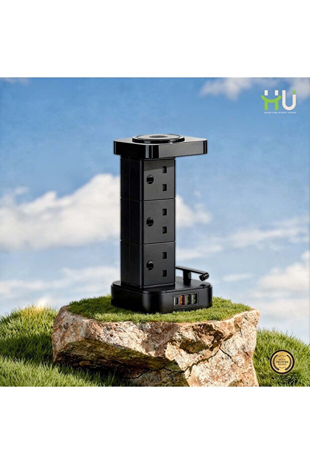 Tower Extension Board with 6 Sockets, USB & Wireless Charger