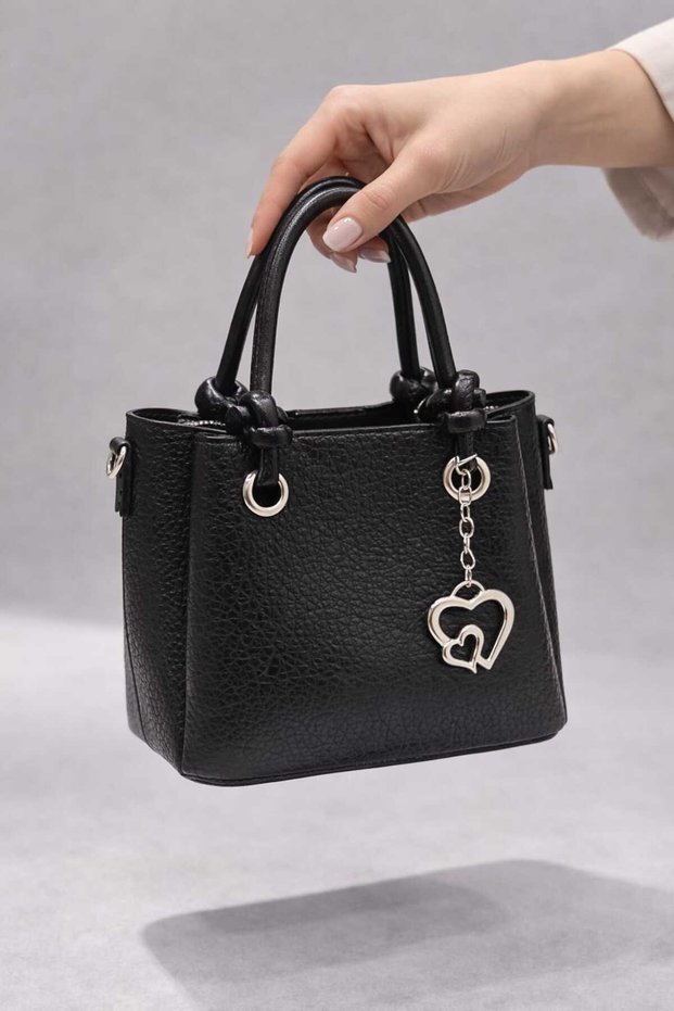 Women's Mini Tote Crossbody Bag with Heart Keychain, Hand and Shoulder Bag