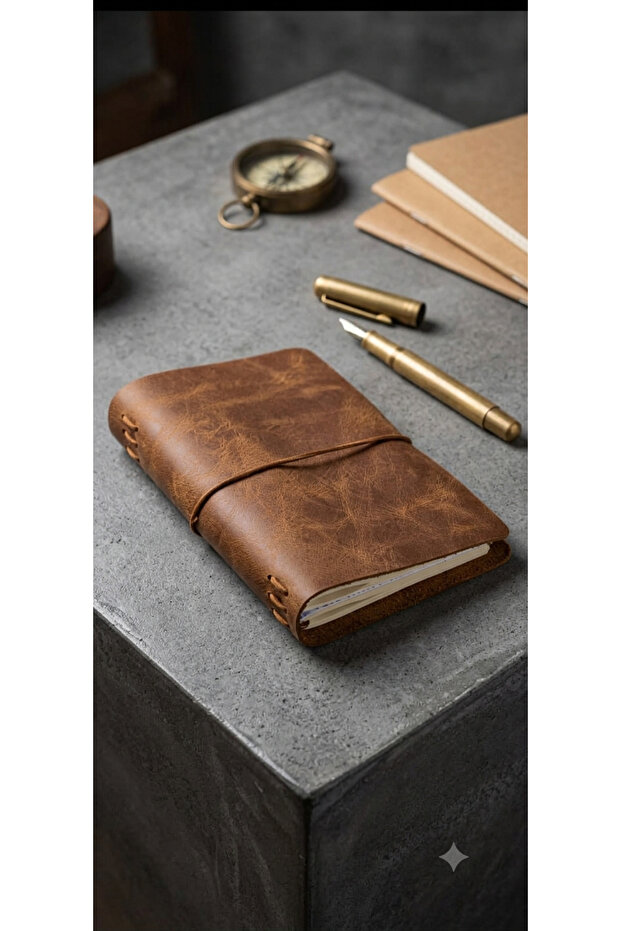 Genuine Leather A6 Brown Notebook Cover Case Handmade Including 3 Notebooks