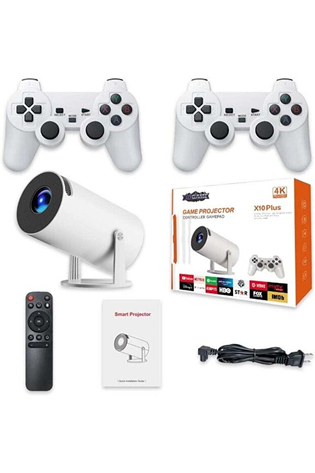 X10 Plus Retro Game Console with 4K Portable HD Projector – Plug & Play TV Video Game Stick