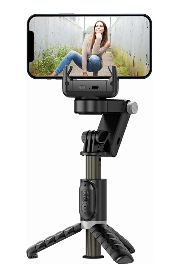 Q18 DESKTOP TRIPOD GIMBAL STABILIZER 360 ROTATING LIGHT HANDHELD OR PORTABLE WIRELESS REMOTE-CONTROL SMART TRACKING compatible with iPhone and Android Fill Light Auto Tracking Tripod Gimbal