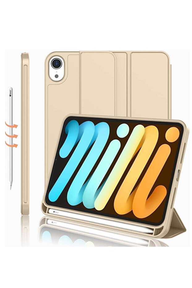 NEW Smart Case with Pencil Holder for iPad Mini 7 – Trifold Stand, Soft TPU Back, Auto Wake/Sleep
