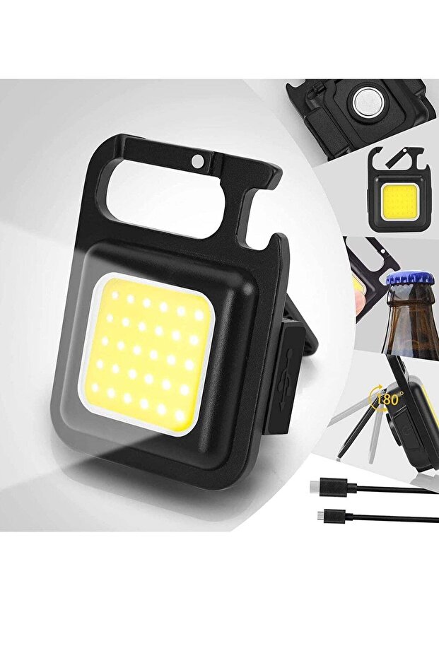 Keychain Flashlight with Bottle Opener, Magnetic Base and Folding Bracket Mini Flashlight 1000 Lumens