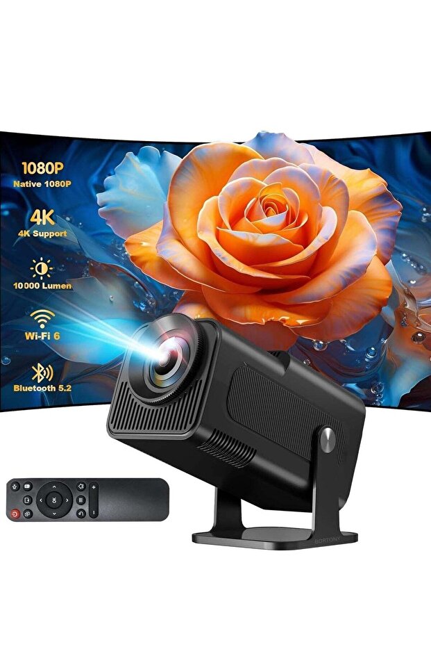 High-Brightness Mini Projector: 4K Native 1080P, Auto Keystone, and 180-Degree Rotation for Versatile Use