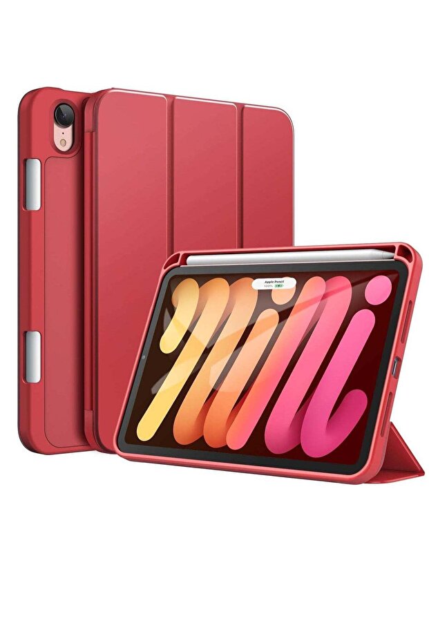 NEW Smart Case with Pencil Holder for iPad Mini 6 - Trifold Stand, Soft TPU Back, Auto Wake/Sleep