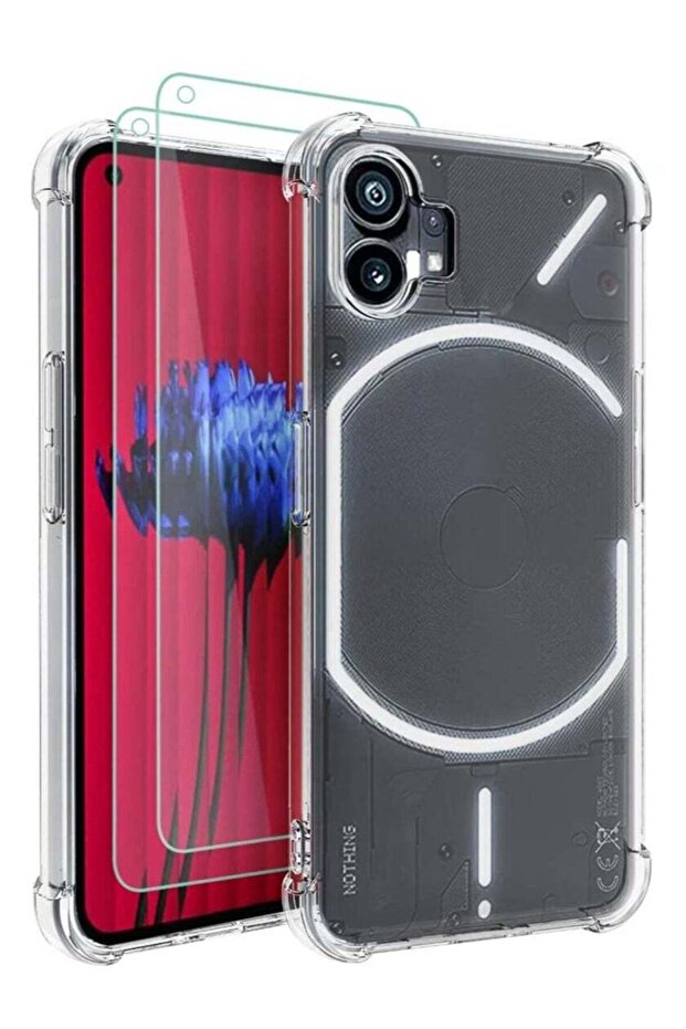 Nothing Phone 1 Case Clear Transparent with 2pcs Screen Protector Reinforced Corners TPU Shock-Absorption