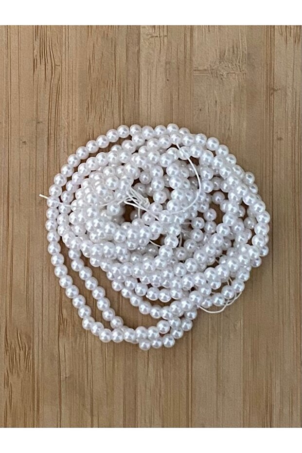 4 mm Plastic Pearl Lif, Patik, Towel Decoration 2 Strands White