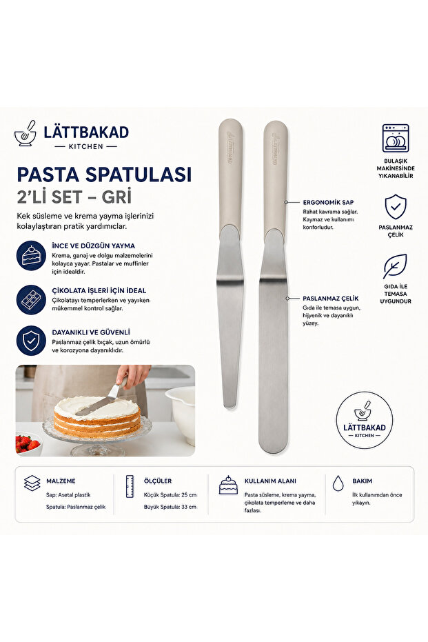Set of 2 Gray Cake Spatulas 30482565