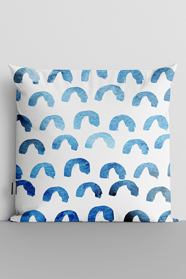 Blue Half Circles Double Sided Digital Printed Throw Pillow Cover - 2507