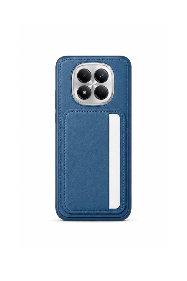 Cardx Redmi Note 15 Pro 5g Compatible Vegan Leather Card Holder Case with Camera Protection Navy Blue