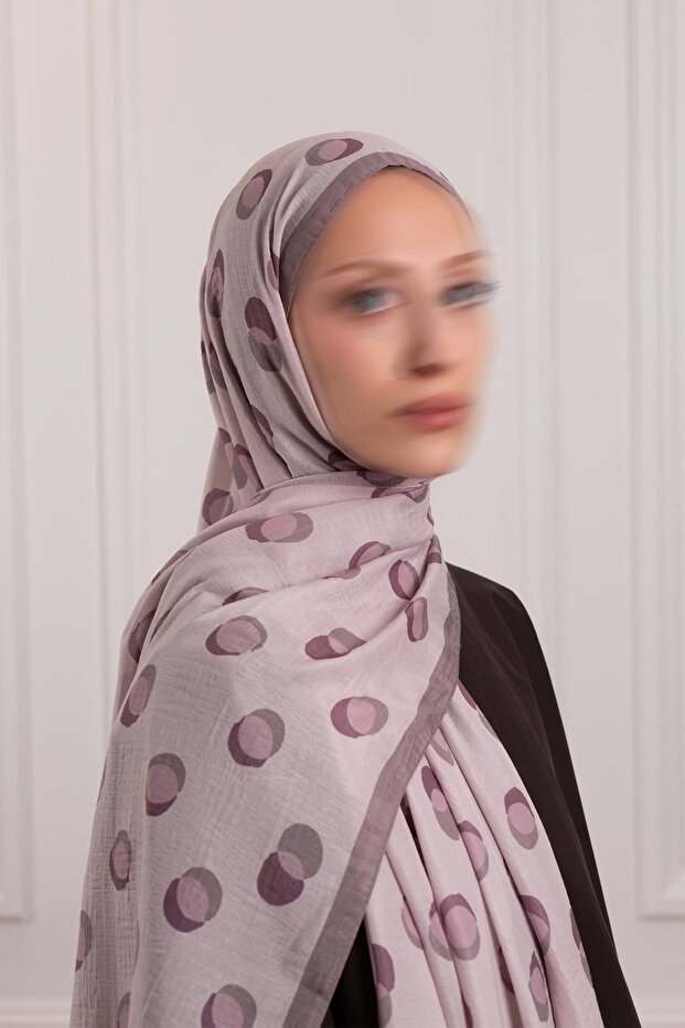 Polka Dot Patterned Muslin Shawl - 5
