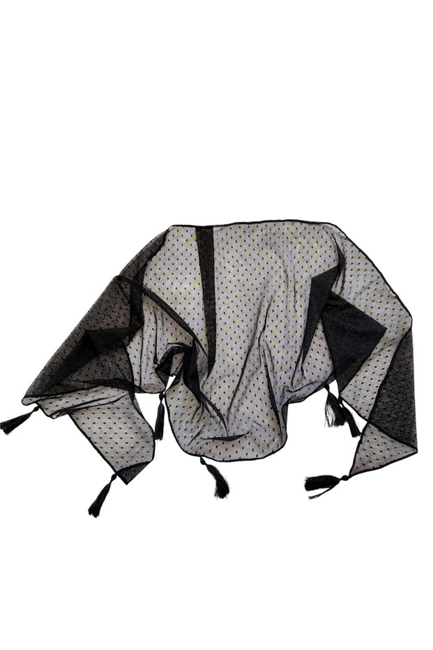 Black Polka Dot Lace Pareo/Scarf
