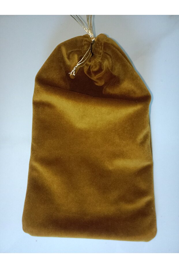 Oil Green Color Velvet Pouch 2 Compartments Drawstring 18X32Cm Multi-Purpose Organizer