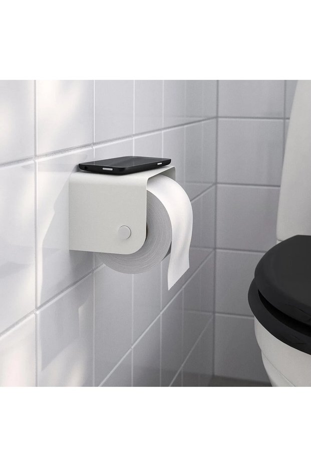 Wall Mounted Toilet Paper Stand 9X8X13 cm Steel Toilet Paper Holder White Stand 032136